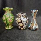 VINTAGE MINIATURE FRATELLI TOSO MURANO MILLEFIORE ART GLASS VASES SET OF THREE