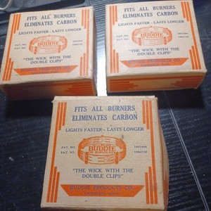 3 Vintage NOS Range Oil Burner Stove BUDDIE WICK, Greenfield, MA, 