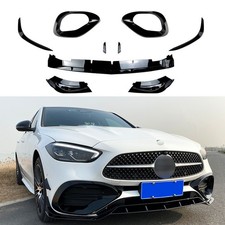 Front Spoiler Lippe Schwarz Glanz f&uuml;r Mercedes C Klasse W206 S206 ab 2021 Flaps