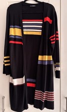 Doris Streich Black/Multi striped Cardigan Size 14-16 EU 42