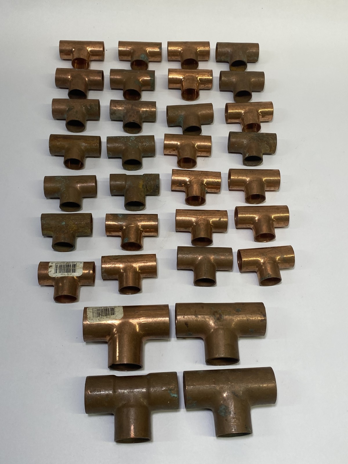 32 Copper Tee Pipe Fittings Lot Assorted Sizes Sweat Solder Plumbing