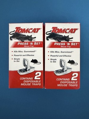 Tomcat Press 'N Set Mouse Traps 2 Boxes of 2 Disposable In/Outdoor Traps New