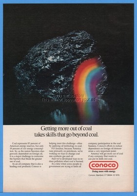 1979 Conoco Stamford CT Change Coal Synthetic Gas Oil Rainbow Photo Print Ad
