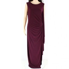 BETSY  ADAM Womens Burgundy Cape Sleeveless Formal Gown Dress 12