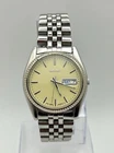 Vintage Seiko Silver Tone Fluted Bezel Quartz Watch.  Full Lume Dial! Running.