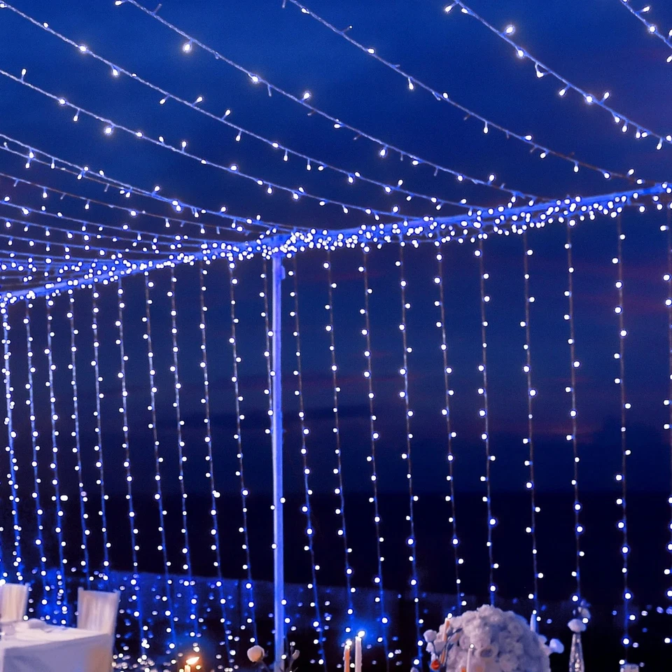 Cadena de luces LED azules para cortinas de 10 pies x 20 pies para fiestas bodas eventos decoraciones Foto 2 de 4