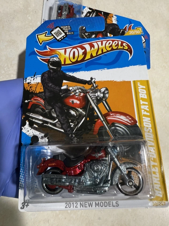 LOT 2 Hot Wheels Harley Davidson Fat Boy Motorcycle Red 2012 New Model #30/247 - Image 4 of 4