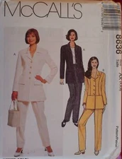 8636 Vintage McCalls SEWING Pattern Misses Career Jacket Pants OOP SEW FF UNCUT