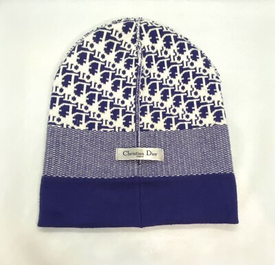 Christian Dior Blue & White Knitted Logo Hat | eBay