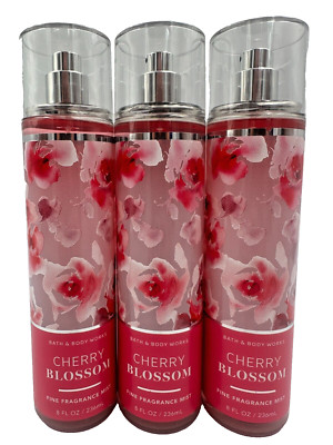 Bath & Body Works LOT 3 Cherry Blossom Fine Fragrance Mist Spray 8 oz Full Size