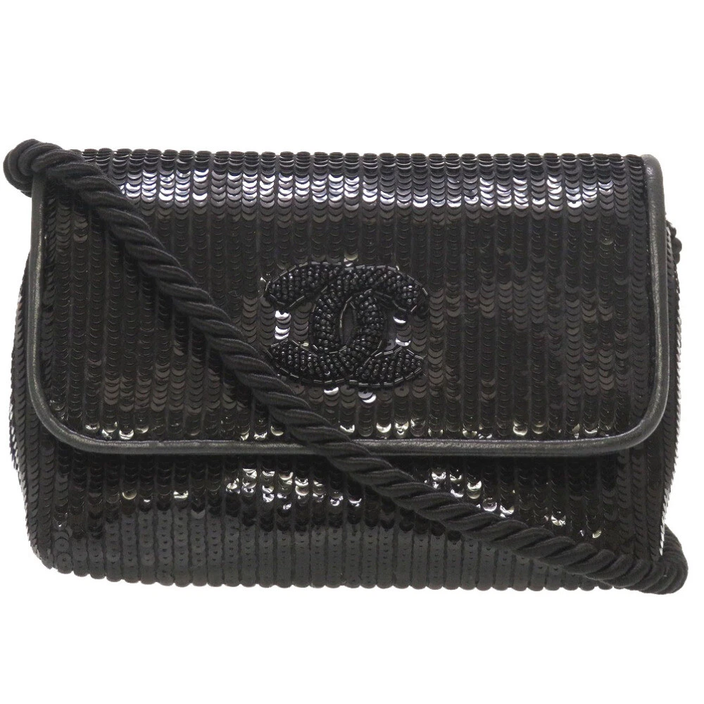 black sequin chanel bag