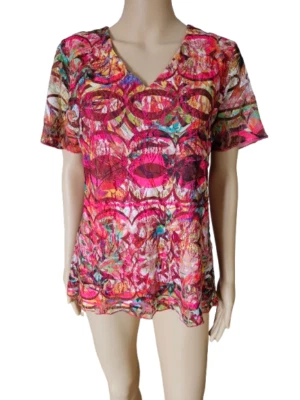 Made in Italy Damen Sommer Kurzarm Bluse Viskose M 2XL - Bild 1 von 4