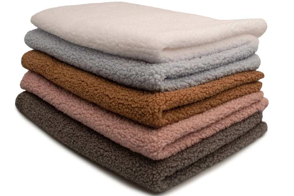 Minkee Sherpa Lamm Boucle, Kunstfell Strickwaren, 50 x 160 cm