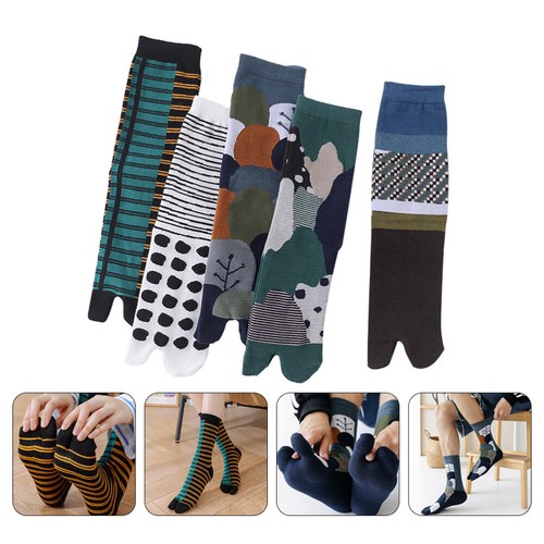 5Pairs Women Colorful Two Toe Finger Running Socks Ankle Sock Toe Socks US