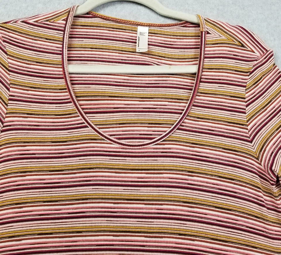 Camiseta American Apparel Mini Vestido Columpio Para Mujer Pequeña Rayas Manga Corta Acanalado Foto 2 de 4