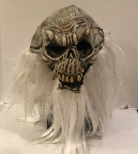 2003 Paper Magic Group Scary Adult Halloween Mask Rubber Hair Skeleton Big Teeth