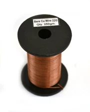 Copper Wire, Bare, 225ft Reel, 22 SWG (21 AWG) - 0.028" (0.71 mm) Dia.