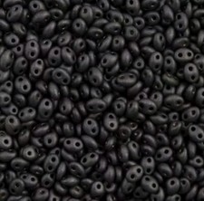 Preciosa Twin Two Hole Beads Matte Gray Jet Terra 50gms