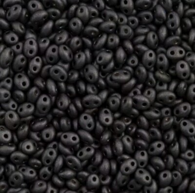 Preciosa Twin Two Hole Beads Matte Gray Jet Terra (50gms)