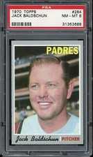 1970 Topps Baseball #284 Jack Baldschun PSA 8