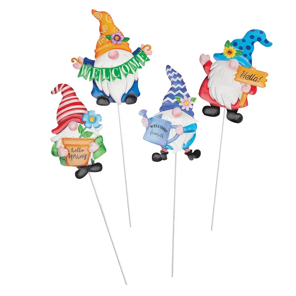 Juego de estacas de jardín para jardinería "Bienvenido, hola" gnomos de jardinería Foto 3 de 3
