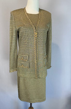 ST JOHN Evening Santana Knit Skirt Jacket Tank Set 3 pcs Sz 2 Top 8 Skirt 