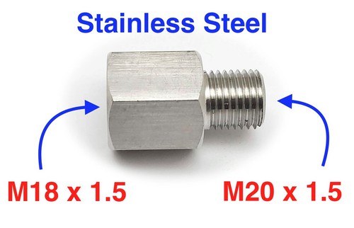 Stainless Steel Sensor Adaptor M18 x1.5 Female to M20 x1.5 Male Fittings HEX 22 - 第 1/5 張圖片