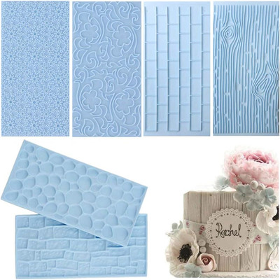 6 Pack Fondant Texture Mats Wood Grain Brick Castle Wall Cobblestone Texture Des