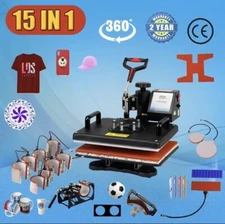 15-1 Heat Press 12"x15" T-shirt/Mug/Plate/socks Shoes Hats  Machine Swing