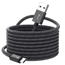 20Ft Long Micro USB Cable, Gold-Plated High Speed Nylon Braided Android Charger