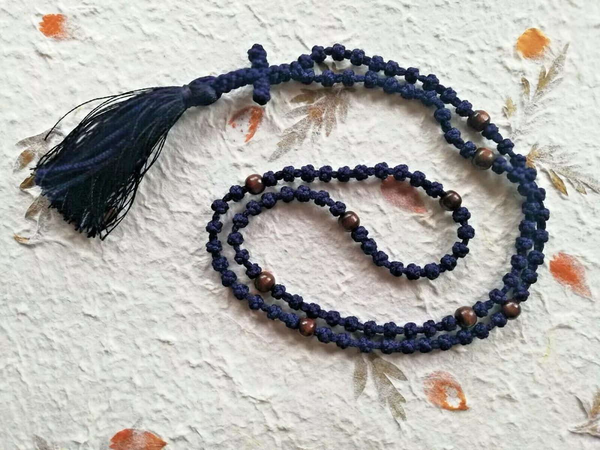 50 Black Blue Chotki Prayer Rope Orthodox Eastern Rosary Jesus Prayer Gift  Monk
