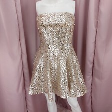 Crystal Doll Women's Pink Sequin Strapless A-Line Fit  Flare Dress W/ Pockets 5