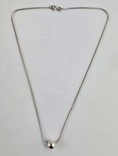 Sterling Silver Ball Pendant Necklace Snake Chain 43cm Vintage Jewellery 7g 