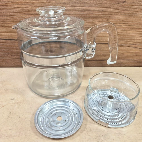Vintage Pyrex Flame Ware 6 Cup Coffee Pot 7756 Glass Percolator USA Made