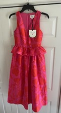 NEW Kate Spade x Target Womens Size 00 Pink & Red Rose Classic Peplum Midi Dress