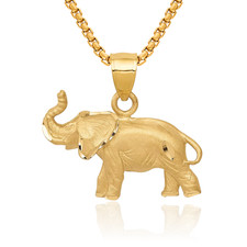 10K Solid Yellow Gold Elephant Necklace