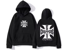 West Coast Choppers Reprint Hoodie Black Fleece Iron Cross Long Beach CA S-5XL