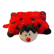2010 PILLOW PETS PEE-WEES LADYBUG PLUSH/PILLOW Red & Black 12" X 12" Stuffed