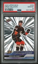 2023-24 Upper Deck Series 1 Drew Helleson Young Guns Outburst RC SP PSA 10