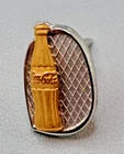 COCA COLA Vintage 10k WHITE & YELLOW GOLD Lapel Service Pin TIE TACK / Bottle