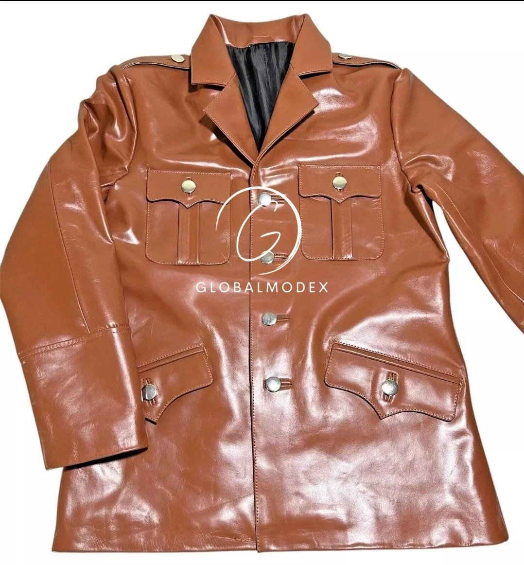 Men’s Brown Genuine Leather Tunic Coat Medieval Style Long Leather Overcoat