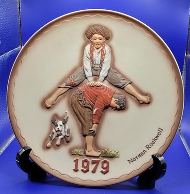 Norman Rockwell 1979 Leapfrog 3D Relief Plate First Limited Edition Annual 7.5''