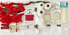 Needlepoint Embroidery Thread Collection Lot of 28 Red White Christmas Valentine