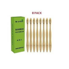 8 Pack Bamboo Toothbrush Boar Bristles 100 Biodegradable Natural Eco-Friendly