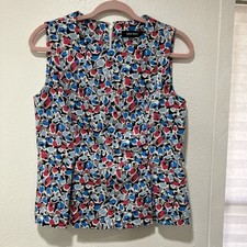 Nine West Women Top Size 8 Blue Pink White Sleeveless Flowy Relaxed Loose Fit