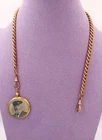 ANTIQUE 9ct Gold Pocket Watch Albert Chain Picture Frame Pendant 25.45g - S376*