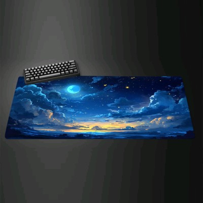 Desk Mat, Mouse Pad, Keyboard Mat, Desk Pad; Sky, Moon Design