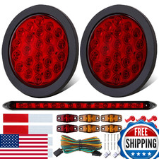 4" Round LED Trailer Tail Lights Kit 24LED Amber Red Marker Lights 13.8" Red LED