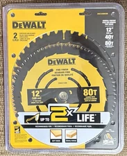 DeWalt 12" 40-Tooth & 80-Tooth General Purpose Circular Saw Blade DWA124080CMB 