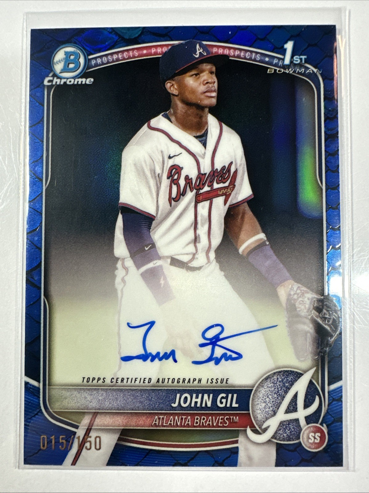2025 Bowman Chrome - Prospect Autographs John Gil #CPA-JG Blue Reptilian 059/150